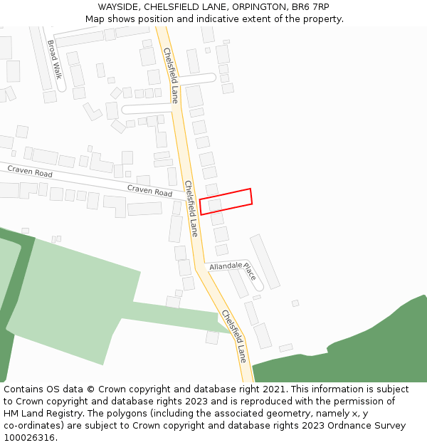 WAYSIDE, CHELSFIELD LANE, ORPINGTON, BR6 7RP: Location map and indicative extent of plot