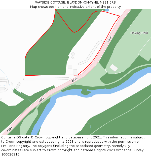 WAYSIDE COTTAGE, BLAYDON-ON-TYNE, NE21 6RS: Location map and indicative extent of plot