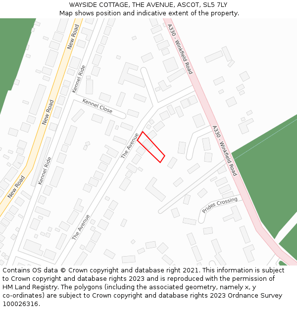 WAYSIDE COTTAGE, THE AVENUE, ASCOT, SL5 7LY: Location map and indicative extent of plot