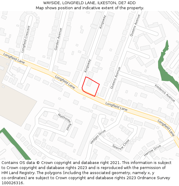 WAYSIDE, LONGFIELD LANE, ILKESTON, DE7 4DD: Location map and indicative extent of plot
