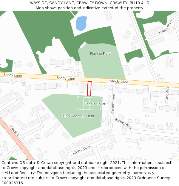 WAYSIDE, SANDY LANE, CRAWLEY DOWN, CRAWLEY, RH10 4HS: Location map and indicative extent of plot