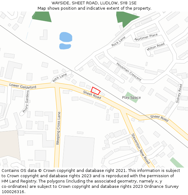 WAYSIDE, SHEET ROAD, LUDLOW, SY8 1SE: Location map and indicative extent of plot