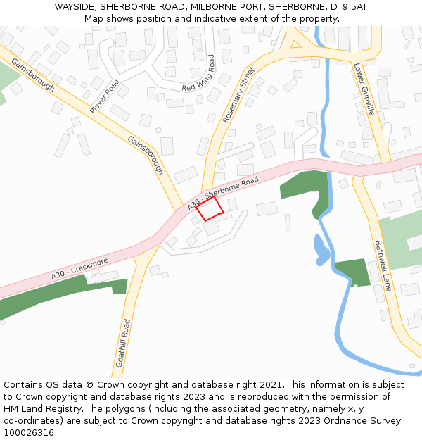 WAYSIDE, SHERBORNE ROAD, MILBORNE PORT, SHERBORNE, DT9 5AT: Location map and indicative extent of plot