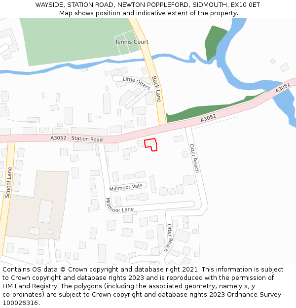 WAYSIDE, STATION ROAD, NEWTON POPPLEFORD, SIDMOUTH, EX10 0ET: Location map and indicative extent of plot