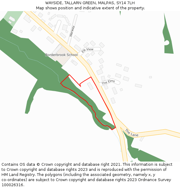WAYSIDE, TALLARN GREEN, MALPAS, SY14 7LH: Location map and indicative extent of plot