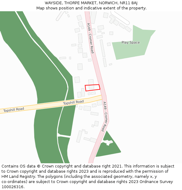 WAYSIDE, THORPE MARKET, NORWICH, NR11 8AJ: Location map and indicative extent of plot