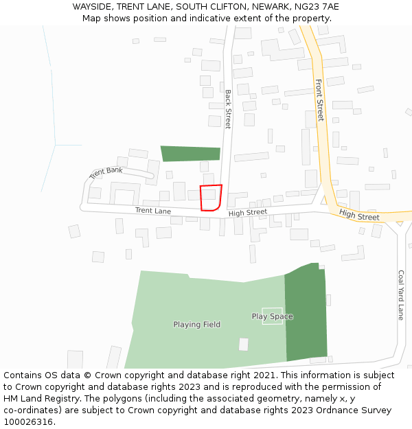 WAYSIDE, TRENT LANE, SOUTH CLIFTON, NEWARK, NG23 7AE: Location map and indicative extent of plot