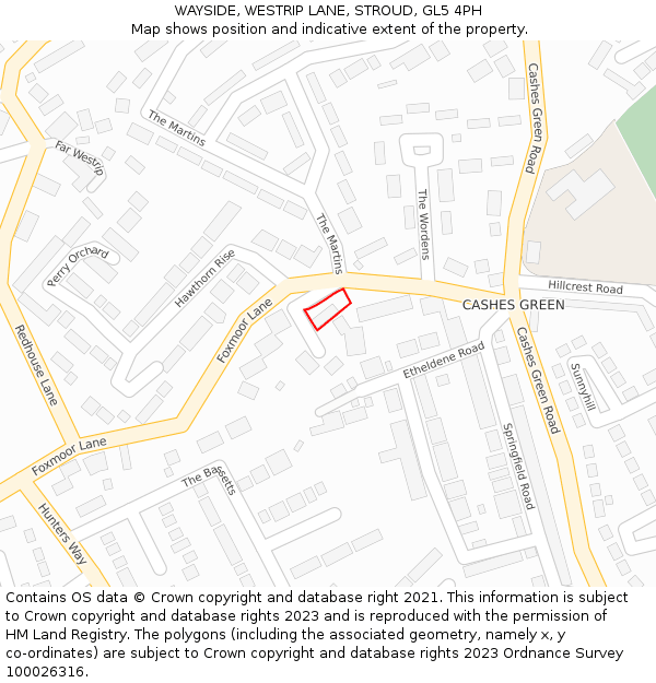 WAYSIDE, WESTRIP LANE, STROUD, GL5 4PH: Location map and indicative extent of plot