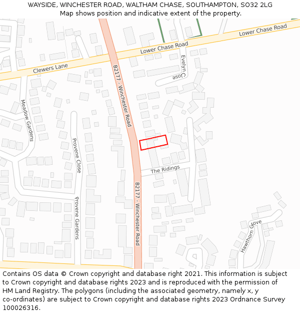 WAYSIDE, WINCHESTER ROAD, WALTHAM CHASE, SOUTHAMPTON, SO32 2LG: Location map and indicative extent of plot