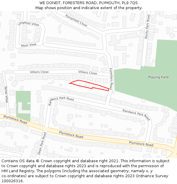 WE DONEIT, FORESTERS ROAD, PLYMOUTH, PL9 7QS: Location map and indicative extent of plot