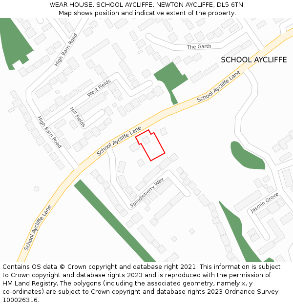 WEAR HOUSE, SCHOOL AYCLIFFE, NEWTON AYCLIFFE, DL5 6TN: Location map and indicative extent of plot