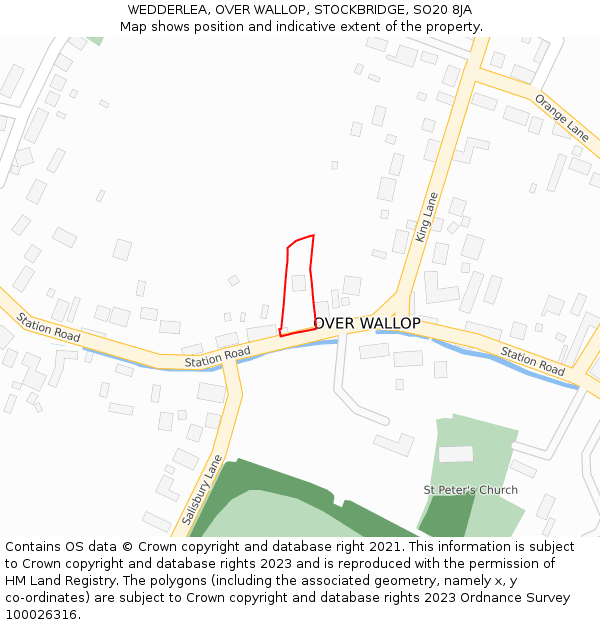 WEDDERLEA, OVER WALLOP, STOCKBRIDGE, SO20 8JA: Location map and indicative extent of plot