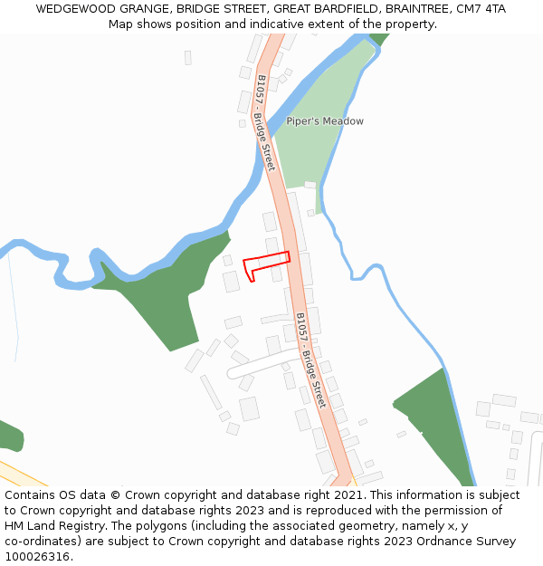 WEDGEWOOD GRANGE, BRIDGE STREET, GREAT BARDFIELD, BRAINTREE, CM7 4TA: Location map and indicative extent of plot