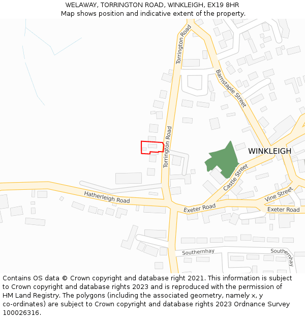 WELAWAY, TORRINGTON ROAD, WINKLEIGH, EX19 8HR: Location map and indicative extent of plot