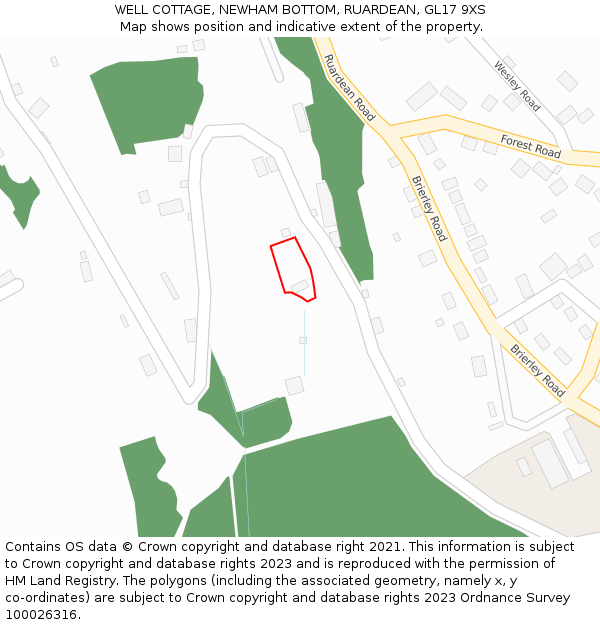 WELL COTTAGE, NEWHAM BOTTOM, RUARDEAN, GL17 9XS: Location map and indicative extent of plot