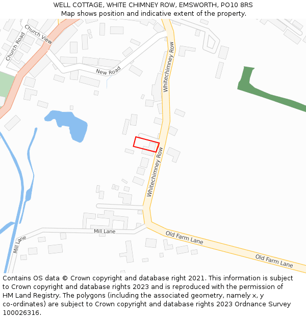 WELL COTTAGE, WHITE CHIMNEY ROW, EMSWORTH, PO10 8RS: Location map and indicative extent of plot