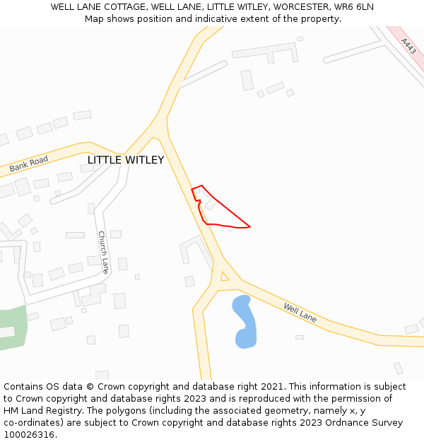 WELL LANE COTTAGE, WELL LANE, LITTLE WITLEY, WORCESTER, WR6 6LN: Location map and indicative extent of plot