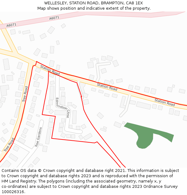 WELLESLEY, STATION ROAD, BRAMPTON, CA8 1EX: Location map and indicative extent of plot
