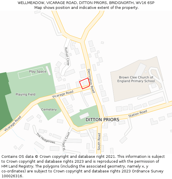 WELLMEADOW, VICARAGE ROAD, DITTON PRIORS, BRIDGNORTH, WV16 6SP: Location map and indicative extent of plot