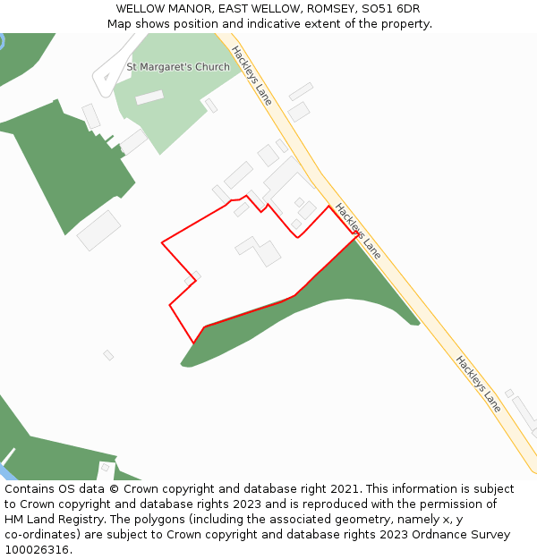 WELLOW MANOR, EAST WELLOW, ROMSEY, SO51 6DR: Location map and indicative extent of plot