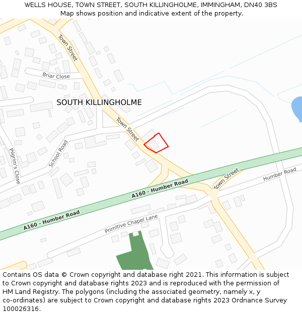 WELLS HOUSE, TOWN STREET, SOUTH KILLINGHOLME, IMMINGHAM, DN40 3BS: Location map and indicative extent of plot