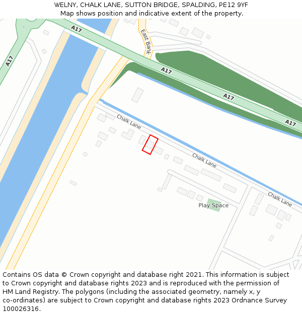 WELNY, CHALK LANE, SUTTON BRIDGE, SPALDING, PE12 9YF: Location map and indicative extent of plot