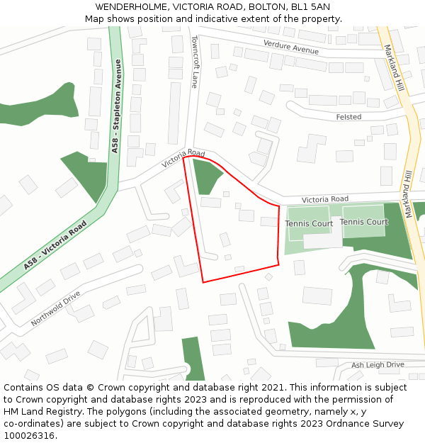 WENDERHOLME, VICTORIA ROAD, BOLTON, BL1 5AN: Location map and indicative extent of plot