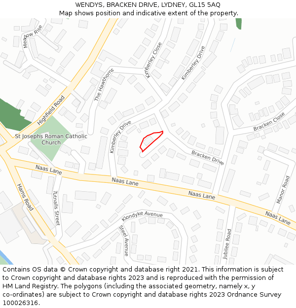 WENDYS, BRACKEN DRIVE, LYDNEY, GL15 5AQ: Location map and indicative extent of plot