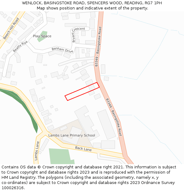 WENLOCK, BASINGSTOKE ROAD, SPENCERS WOOD, READING, RG7 1PH: Location map and indicative extent of plot