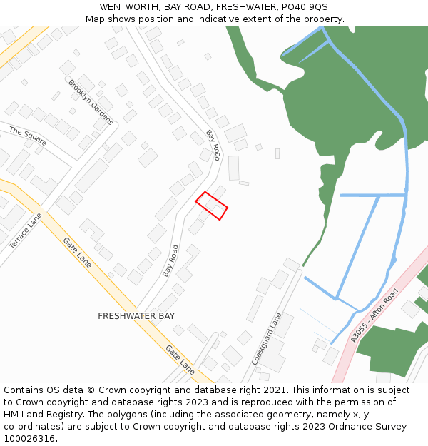 WENTWORTH, BAY ROAD, FRESHWATER, PO40 9QS: Location map and indicative extent of plot