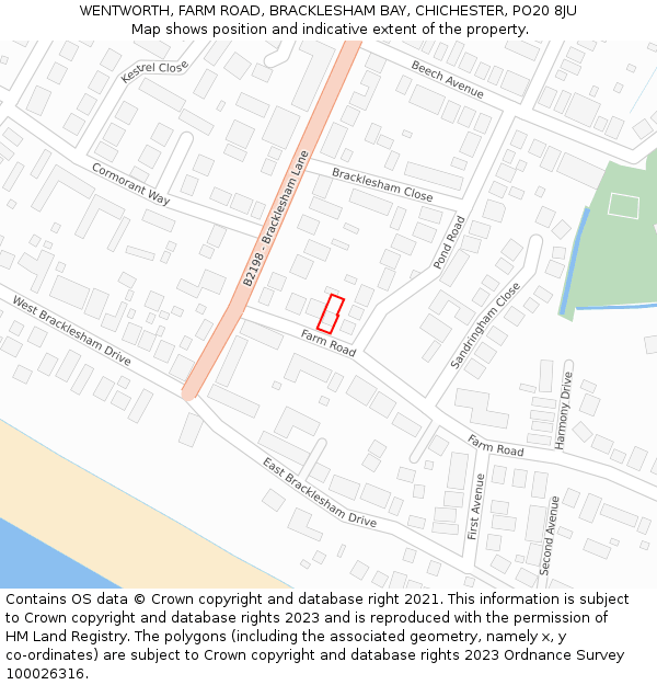 WENTWORTH, FARM ROAD, BRACKLESHAM BAY, CHICHESTER, PO20 8JU: Location map and indicative extent of plot