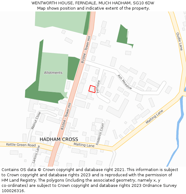WENTWORTH HOUSE, FERNDALE, MUCH HADHAM, SG10 6DW: Location map and indicative extent of plot