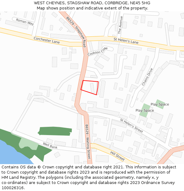 WEST CHEYNES, STAGSHAW ROAD, CORBRIDGE, NE45 5HG: Location map and indicative extent of plot