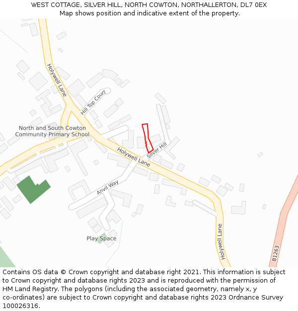 WEST COTTAGE, SILVER HILL, NORTH COWTON, NORTHALLERTON, DL7 0EX: Location map and indicative extent of plot