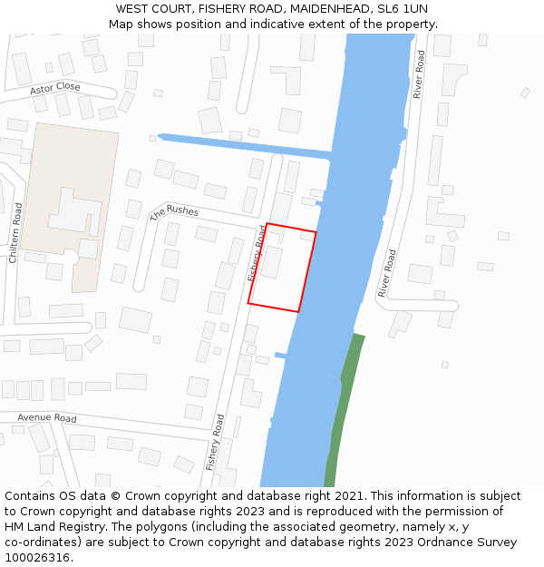 WEST COURT, FISHERY ROAD, MAIDENHEAD, SL6 1UN: Location map and indicative extent of plot