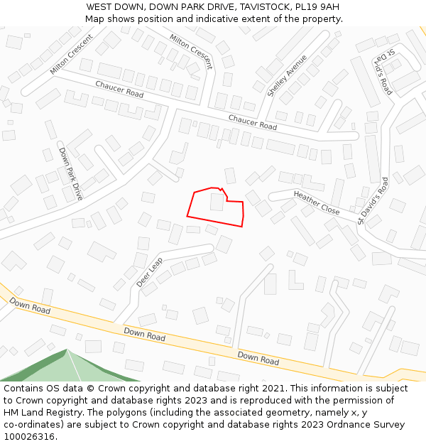 WEST DOWN, DOWN PARK DRIVE, TAVISTOCK, PL19 9AH: Location map and indicative extent of plot