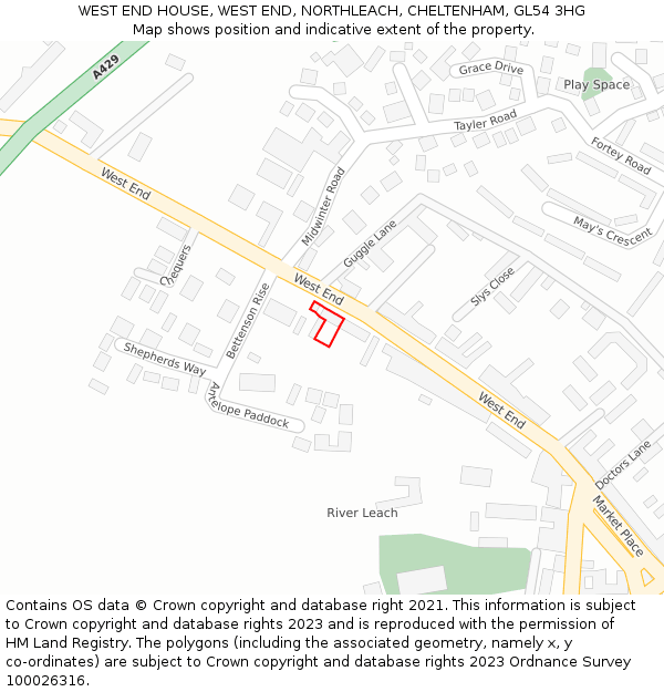 WEST END HOUSE, WEST END, NORTHLEACH, CHELTENHAM, GL54 3HG: Location map and indicative extent of plot