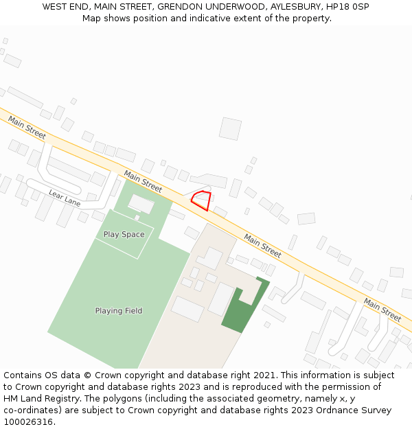 WEST END, MAIN STREET, GRENDON UNDERWOOD, AYLESBURY, HP18 0SP: Location map and indicative extent of plot