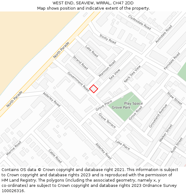 WEST END, SEAVIEW, WIRRAL, CH47 2DD: Location map and indicative extent of plot