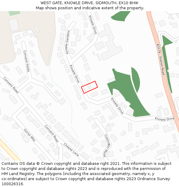 WEST GATE, KNOWLE DRIVE, SIDMOUTH, EX10 8HW: Location map and indicative extent of plot