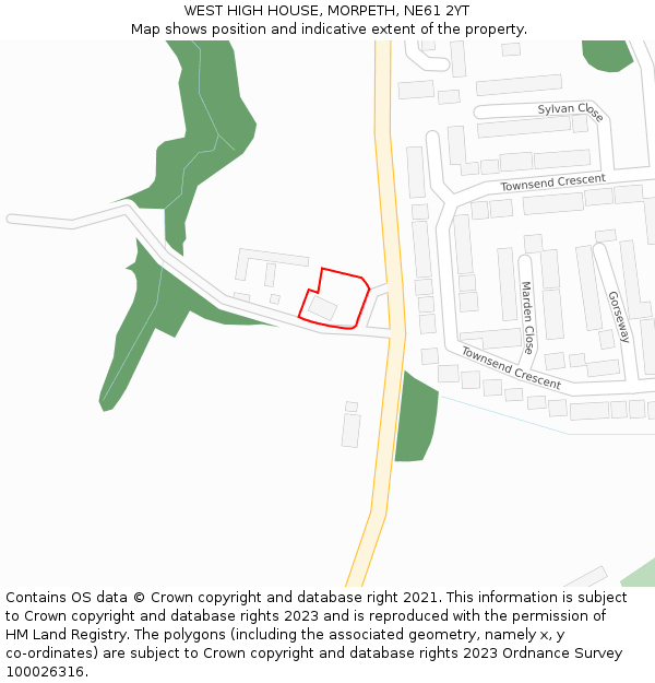 WEST HIGH HOUSE, MORPETH, NE61 2YT: Location map and indicative extent of plot