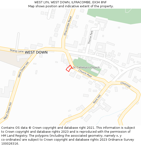 WEST LYN, WEST DOWN, ILFRACOMBE, EX34 8NF: Location map and indicative extent of plot