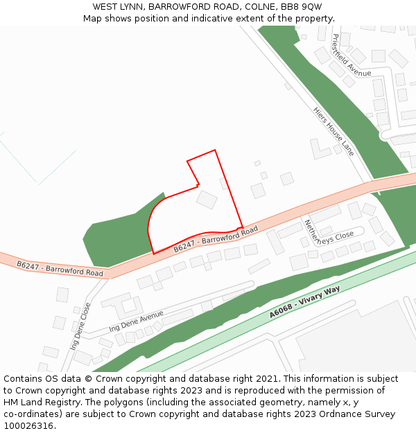 WEST LYNN, BARROWFORD ROAD, COLNE, BB8 9QW: Location map and indicative extent of plot