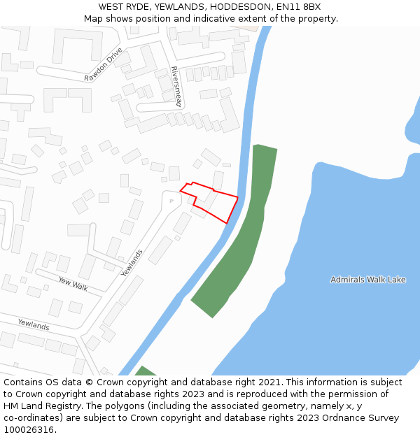 WEST RYDE, YEWLANDS, HODDESDON, EN11 8BX: Location map and indicative extent of plot