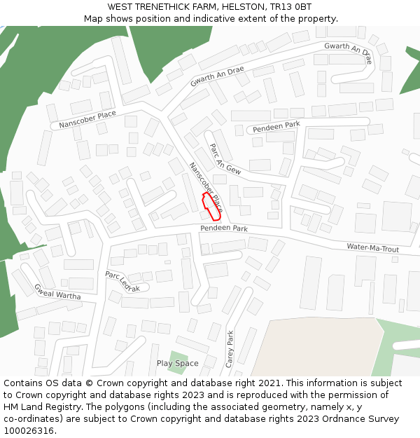 WEST TRENETHICK FARM, HELSTON, TR13 0BT: Location map and indicative extent of plot