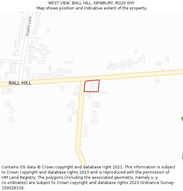 WEST VIEW, BALL HILL, NEWBURY, RG20 0NY: Location map and indicative extent of plot