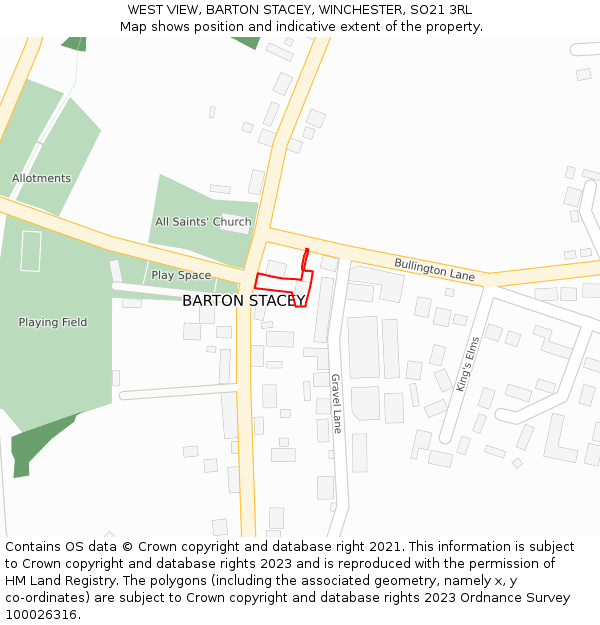 WEST VIEW, BARTON STACEY, WINCHESTER, SO21 3RL: Location map and indicative extent of plot