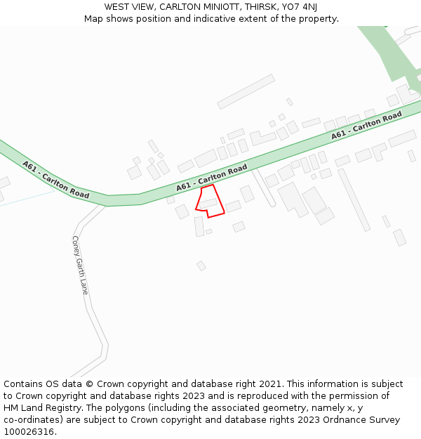 WEST VIEW, CARLTON MINIOTT, THIRSK, YO7 4NJ: Location map and indicative extent of plot