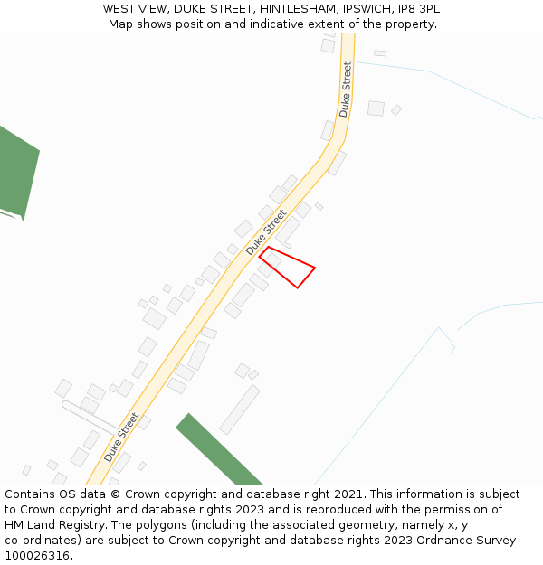 WEST VIEW, DUKE STREET, HINTLESHAM, IPSWICH, IP8 3PL: Location map and indicative extent of plot