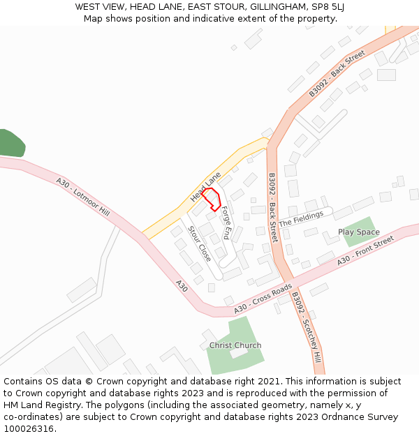 WEST VIEW, HEAD LANE, EAST STOUR, GILLINGHAM, SP8 5LJ: Location map and indicative extent of plot